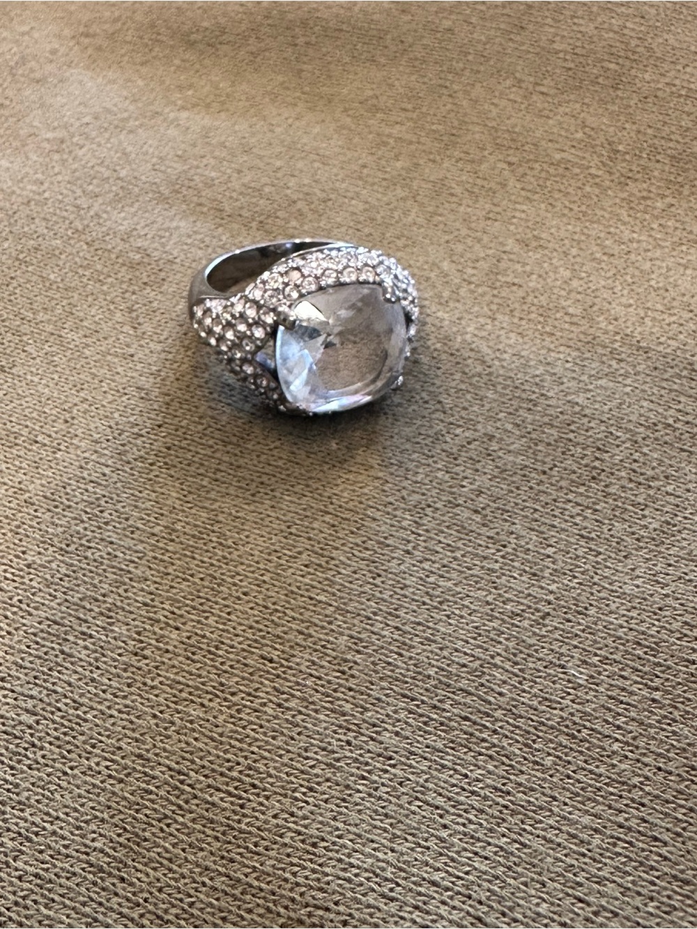 Swarovski Silver Clear Crystal Cocktail Ring